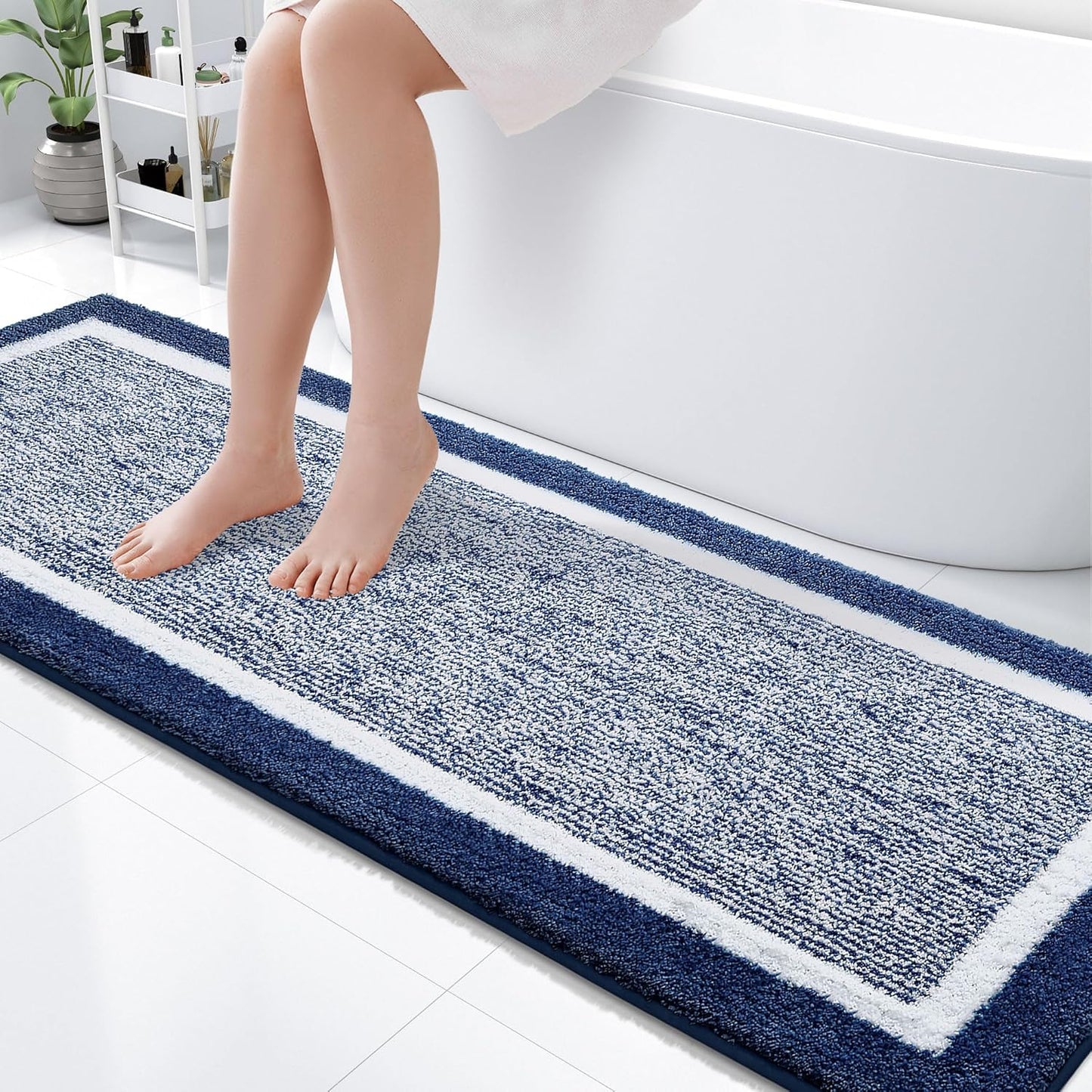 OLANLY Bathroom Rugs 24x16, Extra Soft and Absorbent Microfiber Bath Mat, Non-Slip, Machine Washable, Quick Dry Shaggy Bath Carpet, Suitable for Bathroom Floor, Tub, Shower (Small, Dark Grey)