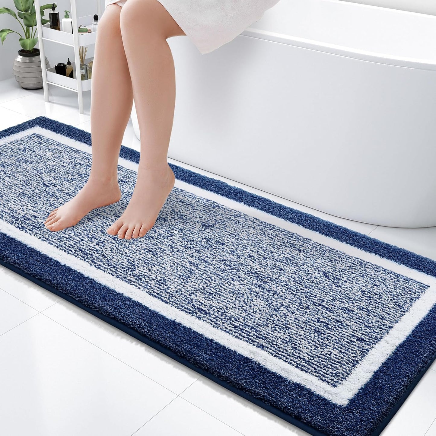 OLANLY Bathroom Rugs 24x16, Extra Soft and Absorbent Microfiber Bath Mat, Non-Slip, Machine Washable, Quick Dry Shaggy Bath Carpet, Suitable for Bathroom Floor, Tub, Shower (Small, Dark Grey)