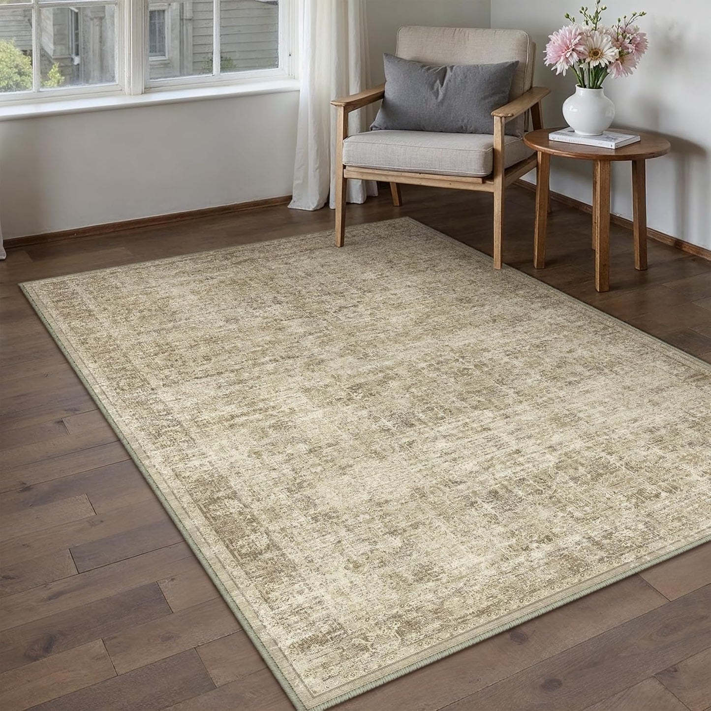 5x7 Washable Area Rug Grey Abstract Modern Living Room Bedroom Throw Rug Non Slip Soft Thin Simple Indoor Floor Carpet for Office Entryway Kitchen Nursery Home Decor