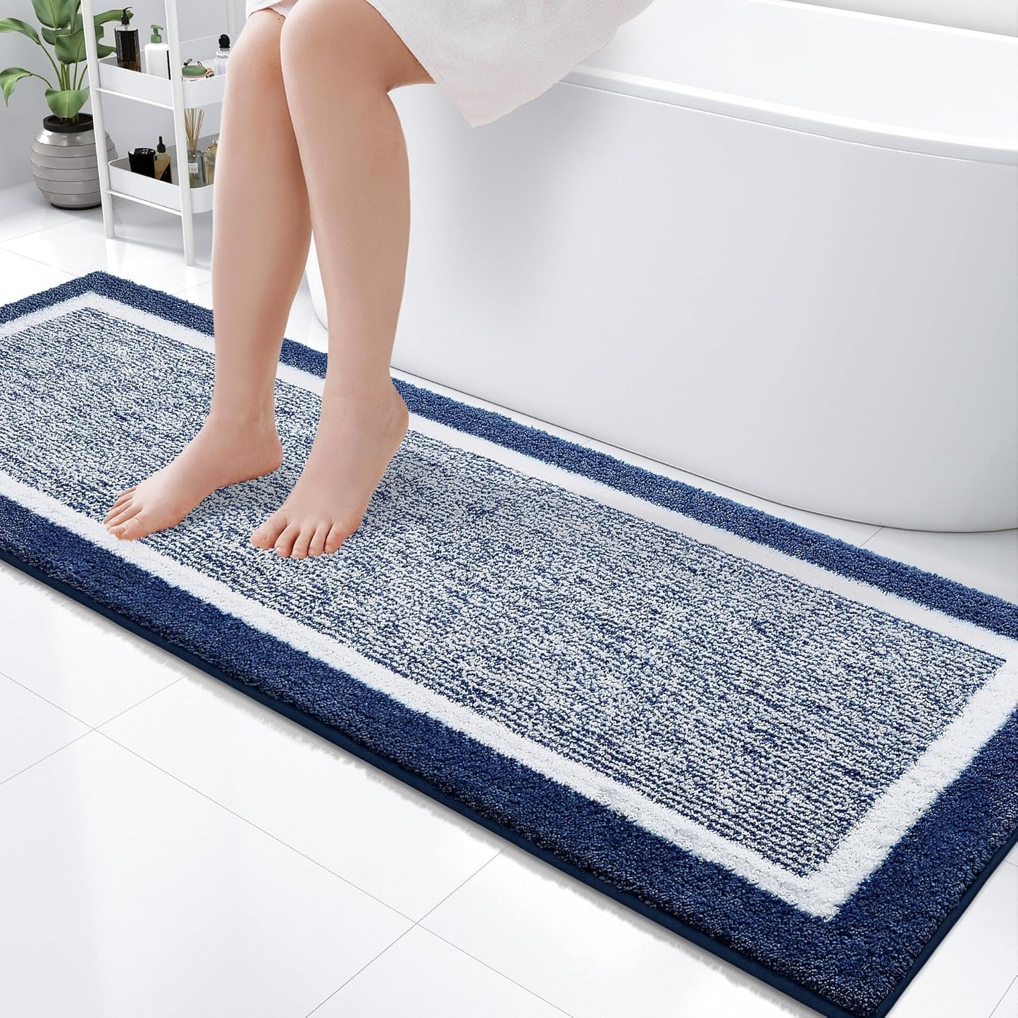 OLANLY Bathroom Rugs 24x16, Extra Soft and Absorbent Microfiber Bath Mat, Non-Slip, Machine Washable, Quick Dry Shaggy Bath Carpet, Suitable for Bathroom Floor, Tub, Shower (Small, Dark Grey)