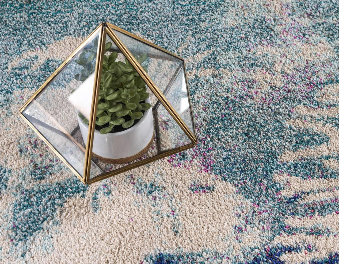 Unique Loom Positano Collection Coastal Modern Coral Lobster Shells Light Blue Area Rug (4' x 6')