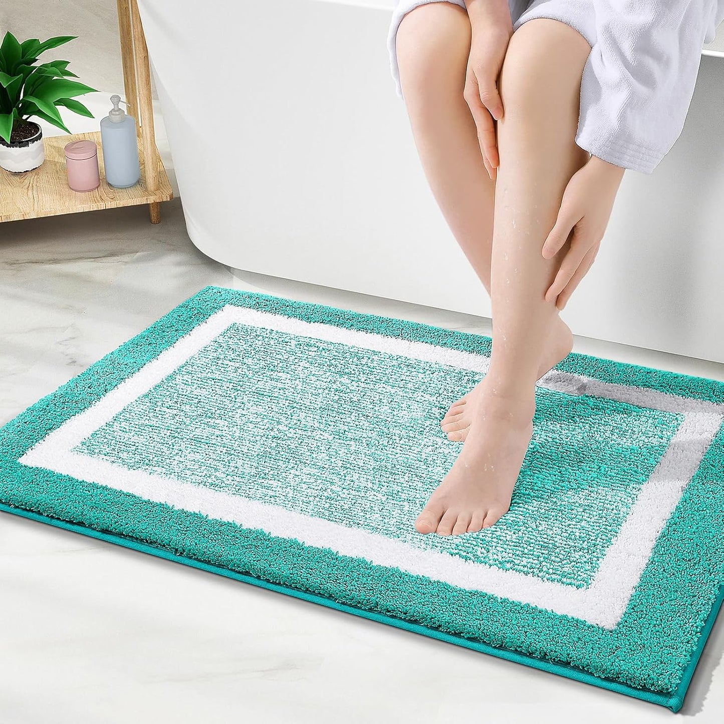 OLANLY Bathroom Rugs 24x16, Extra Soft and Absorbent Microfiber Bath Mat, Non-Slip, Machine Washable, Quick Dry Shaggy Bath Carpet, Suitable for Bathroom Floor, Tub, Shower (Small, Dark Grey)