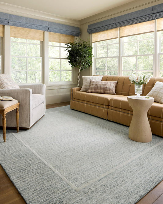 Loloi Chris Loves Julia Briggs Collection, Mist & Ivory, 5'-0" x 7'-6" Area Rug – Minimal Gritted Design Area Rugs for Living Room Bedroom Entryway & Hallway No Shed High Traffic Home Decor Rug