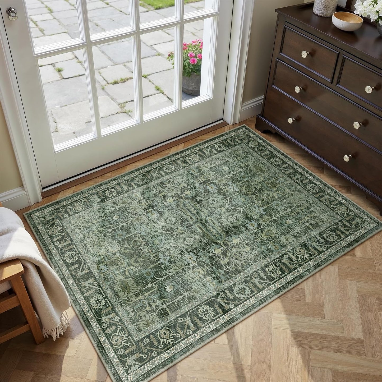 5x7 Washable Area Rug Grey Abstract Modern Living Room Bedroom Throw Rug Non Slip Soft Thin Simple Indoor Floor Carpet for Office Entryway Kitchen Nursery Home Decor