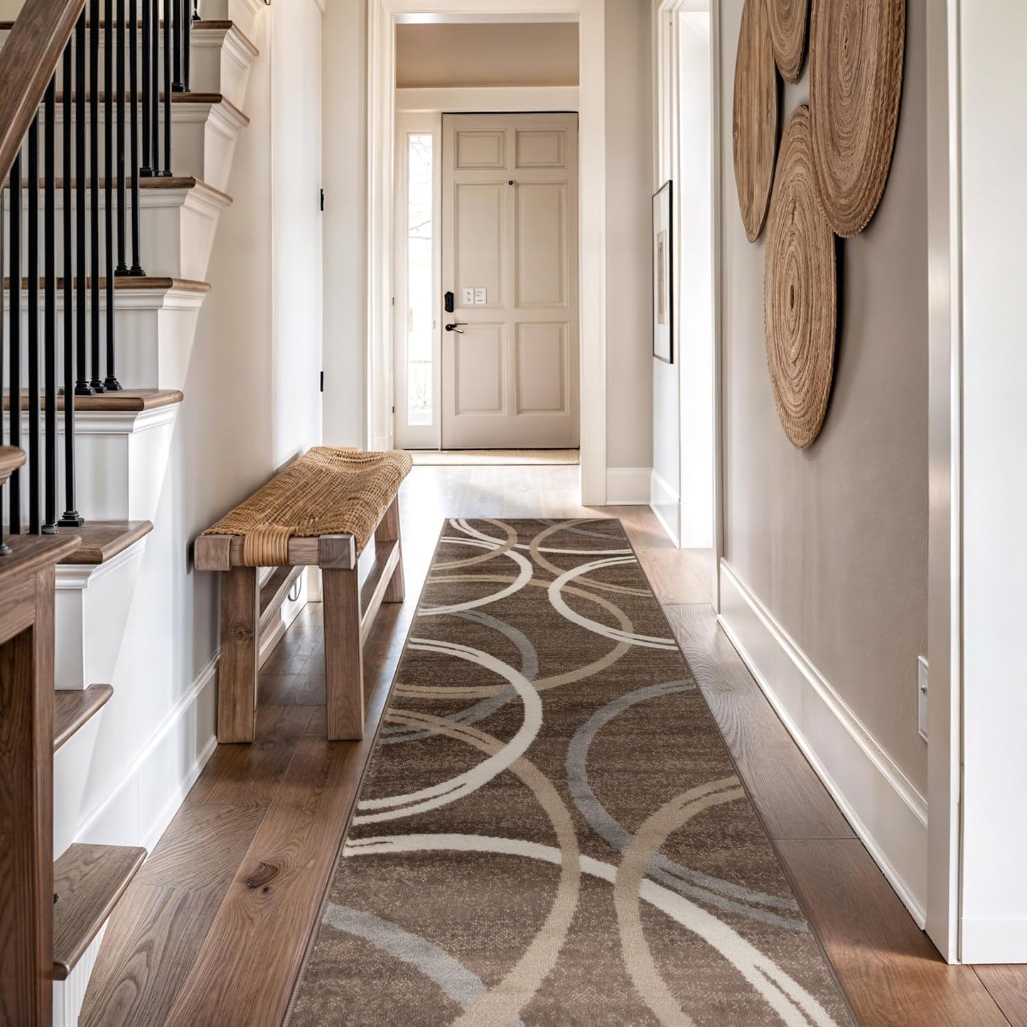 Rugshop Wavy Circles Design Area Rug, Fade-Resistant Carpet for Living Room, Dining Room, or Bedroom, Gray, 5'3" x 7'3"