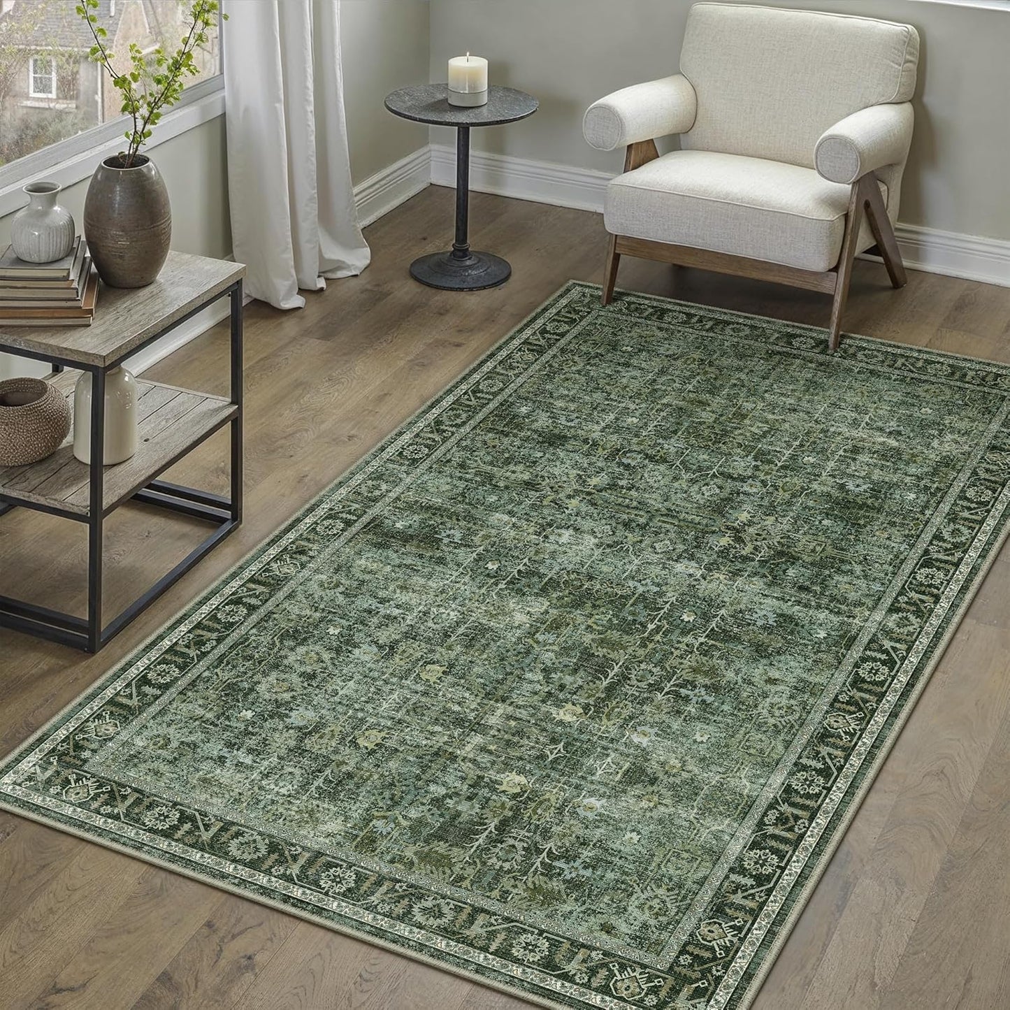 5x7 Washable Area Rug Grey Abstract Modern Living Room Bedroom Throw Rug Non Slip Soft Thin Simple Indoor Floor Carpet for Office Entryway Kitchen Nursery Home Decor