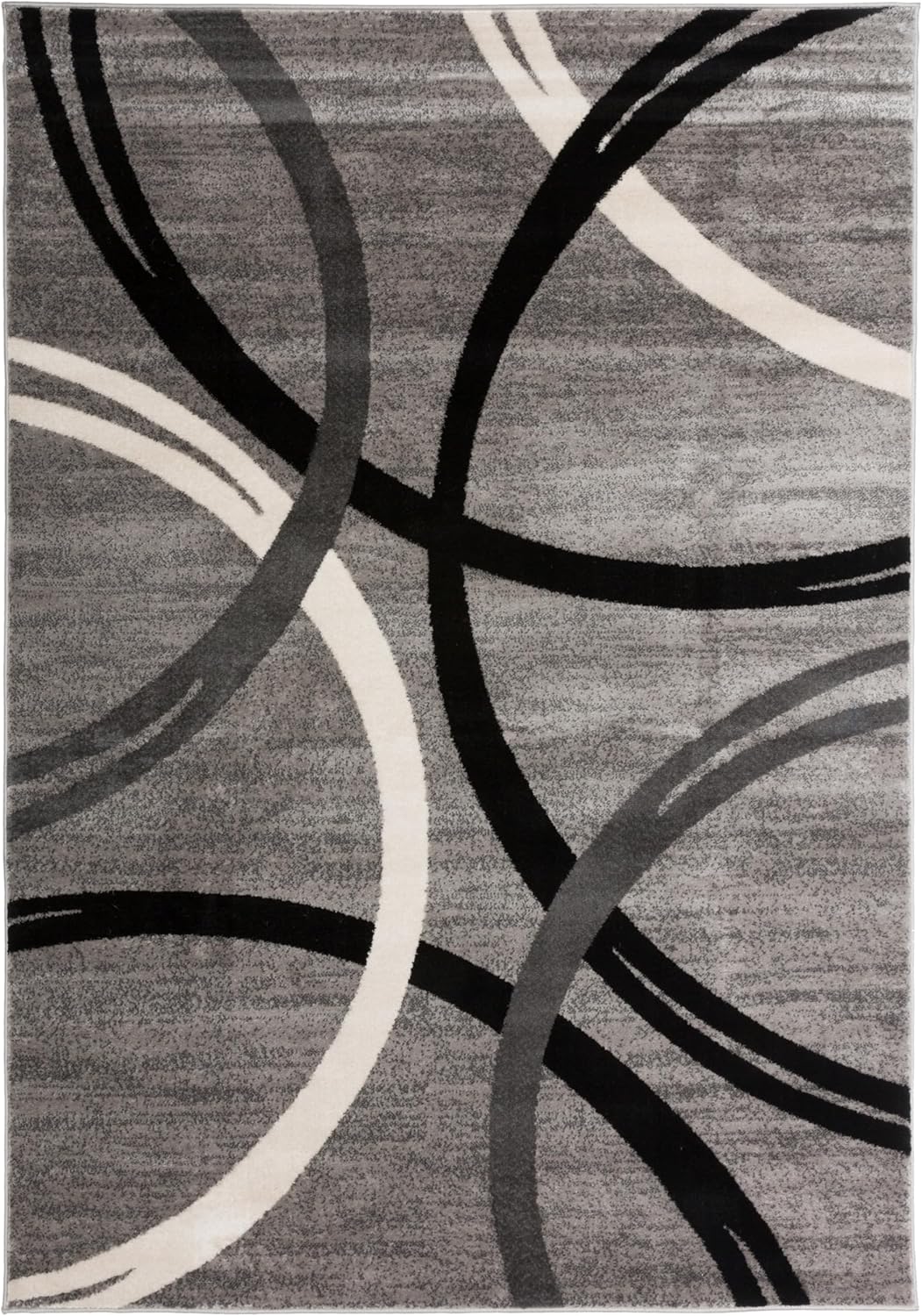 Rugshop Wavy Circles Design Area Rug, Fade-Resistant Carpet for Living Room, Dining Room, or Bedroom, Gray, 5'3" x 7'3"