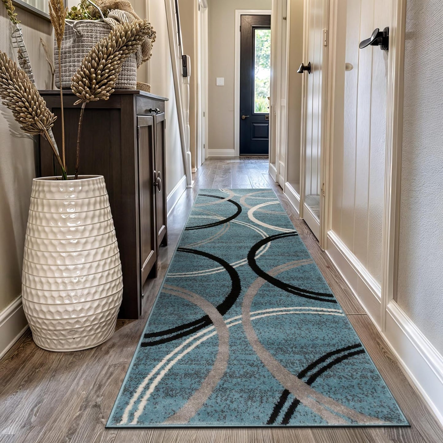 Rugshop Wavy Circles Design Area Rug, Fade-Resistant Carpet for Living Room, Dining Room, or Bedroom, Gray, 5'3" x 7'3"