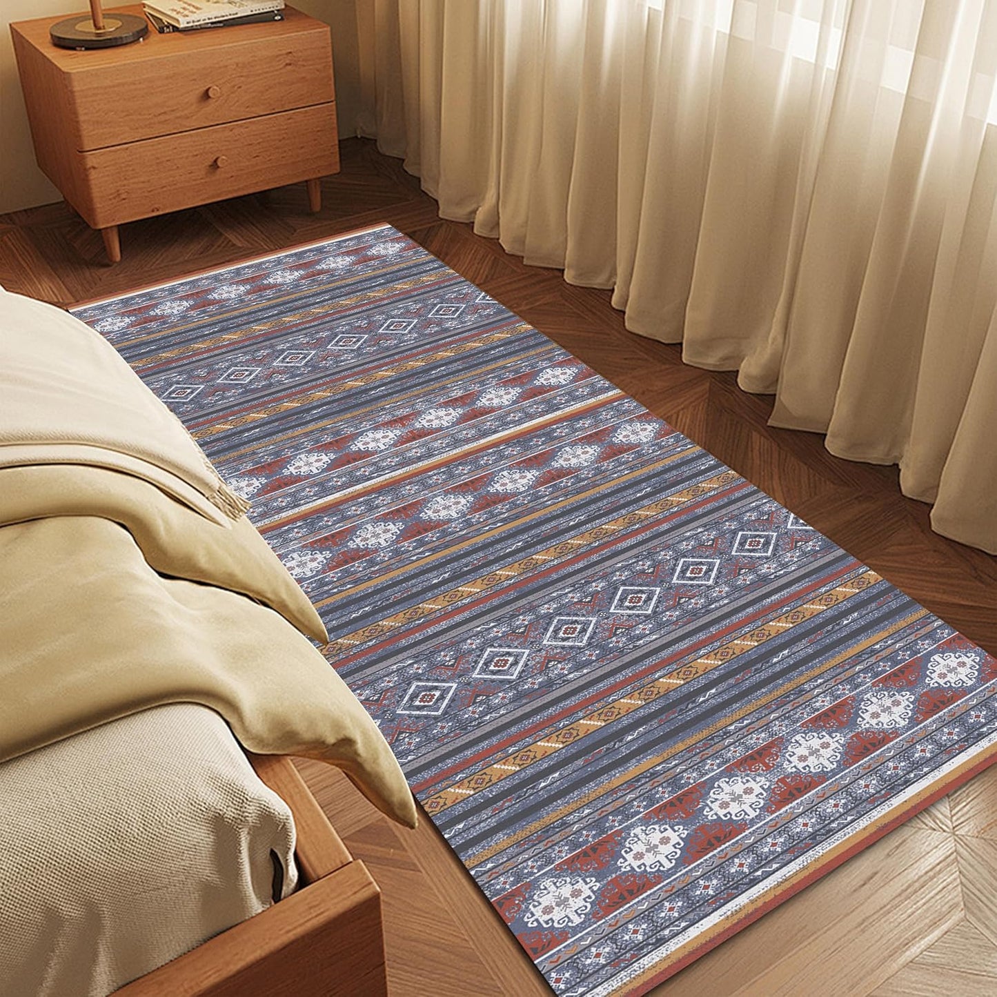 RUGSURE Washable Area Rugs - Perfect for Living Room, Bedroom, Kids Room, Nursery - Stain & Water Resistant Non-Slip, Pet & Child Friendly, Vintage Tribal Area Rugs (Rust, 5' x 7')