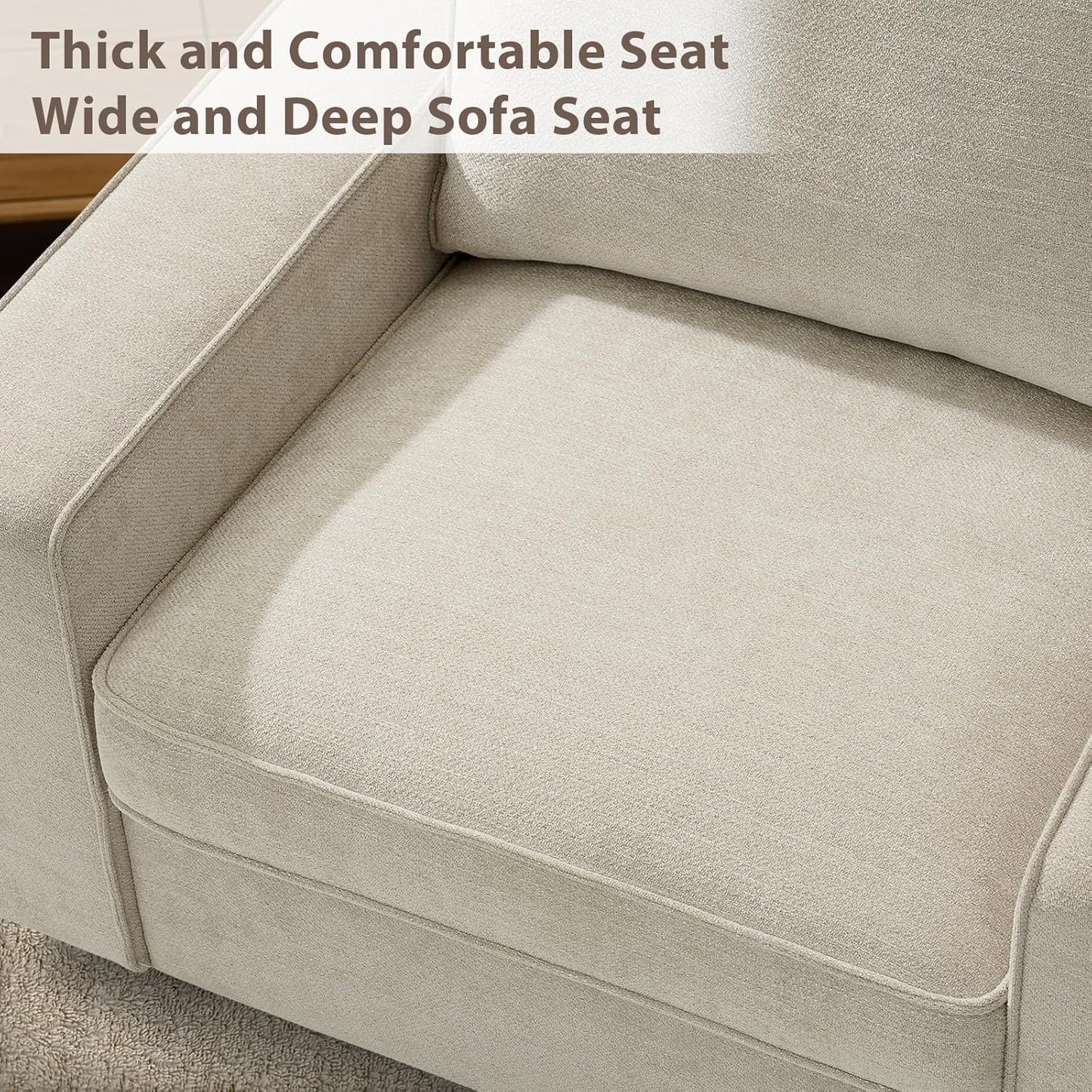 TEKAMON Swivel Accent Chair, Oversized Swivel Single Sofa Chair, Modern Chenille Fabric Barrel Armchair for Living Room/Office with Extra Wide Armrests, Washable Covers, 360° Rotation (Beige)