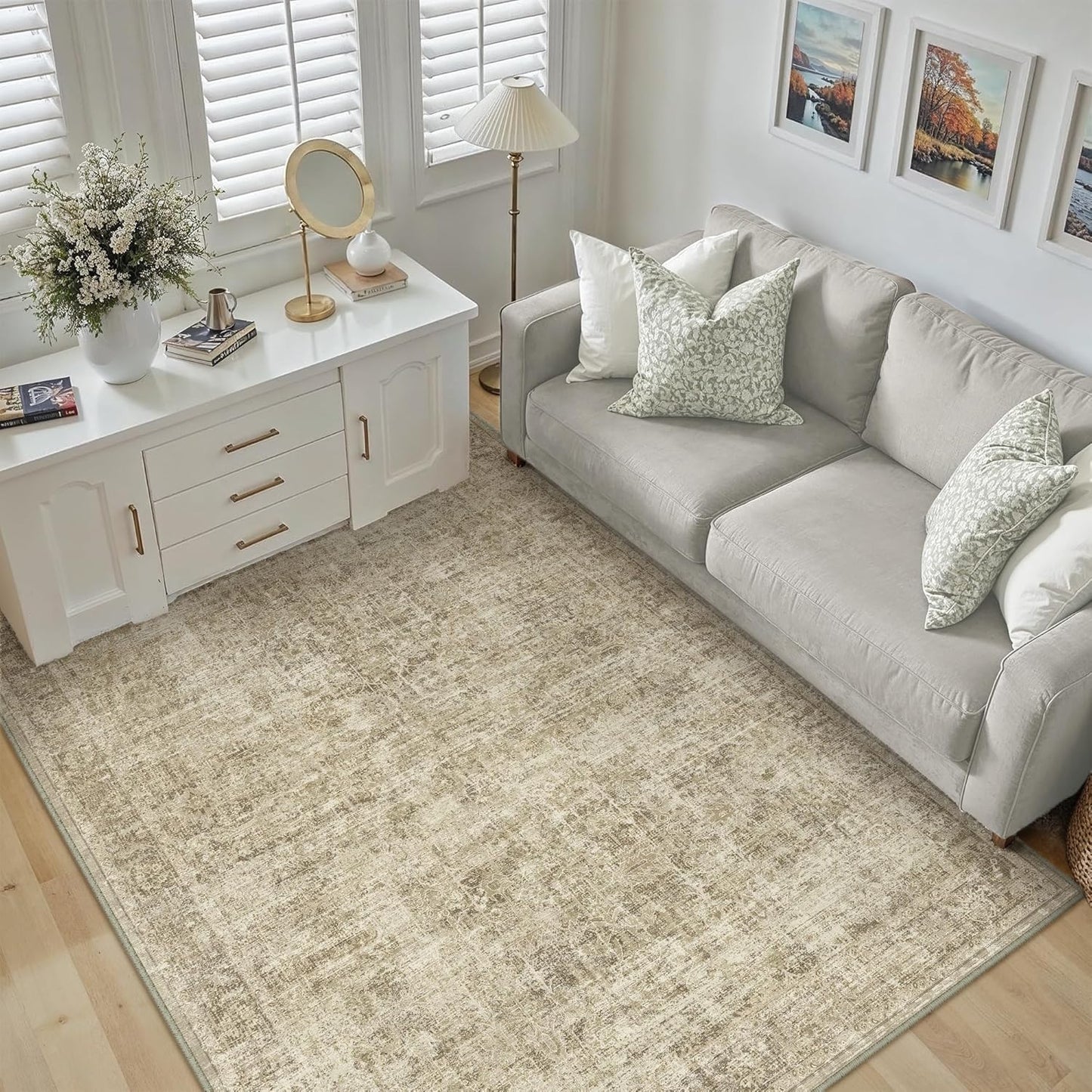 5x7 Washable Area Rug Grey Abstract Modern Living Room Bedroom Throw Rug Non Slip Soft Thin Simple Indoor Floor Carpet for Office Entryway Kitchen Nursery Home Decor