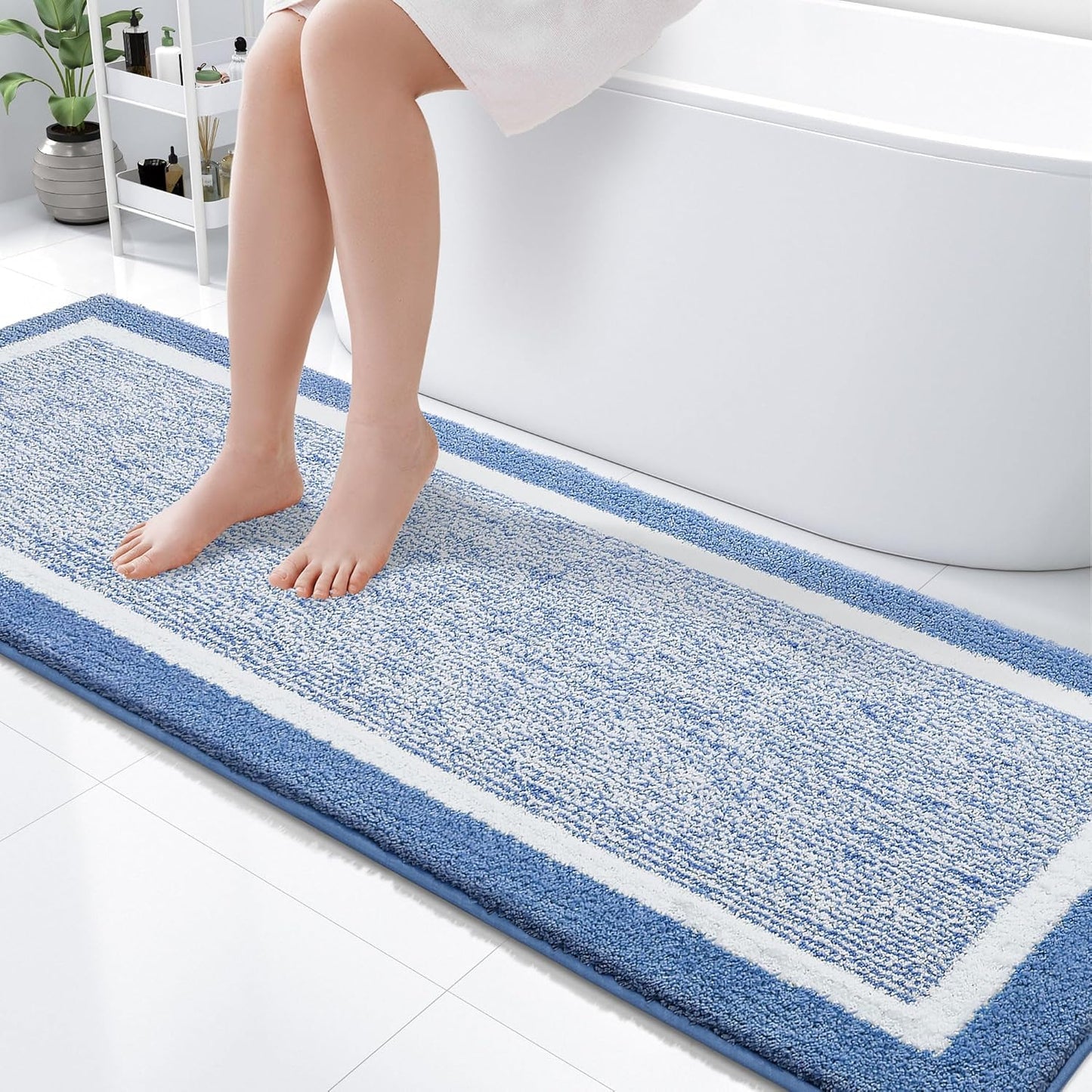 OLANLY Bathroom Rugs 24x16, Extra Soft and Absorbent Microfiber Bath Mat, Non-Slip, Machine Washable, Quick Dry Shaggy Bath Carpet, Suitable for Bathroom Floor, Tub, Shower (Small, Dark Grey)