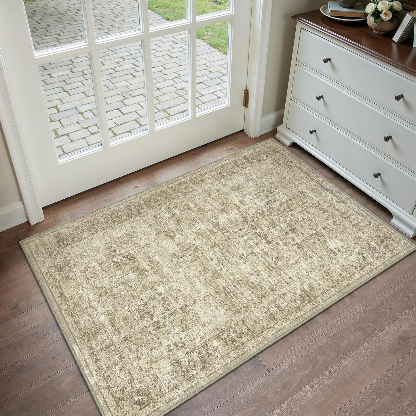 5x7 Washable Area Rug Grey Abstract Modern Living Room Bedroom Throw Rug Non Slip Soft Thin Simple Indoor Floor Carpet for Office Entryway Kitchen Nursery Home Decor