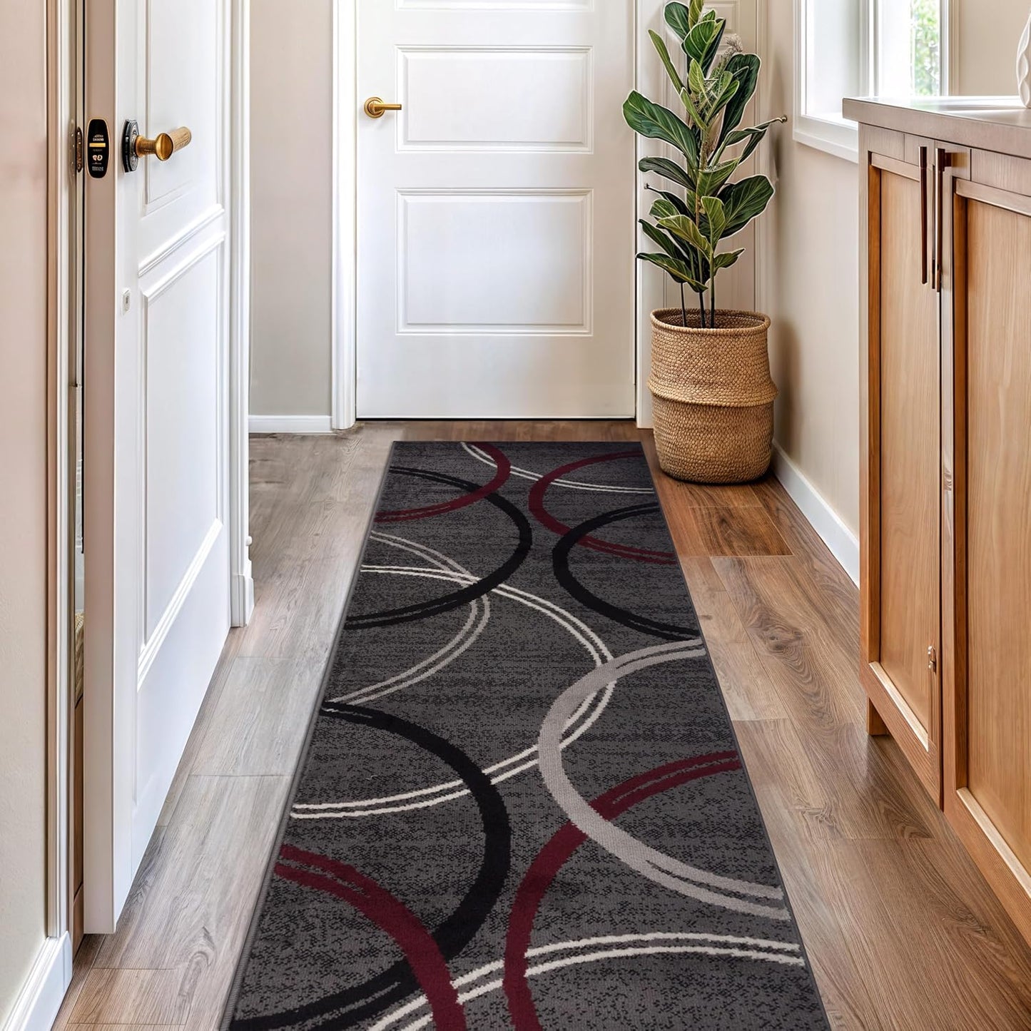 Rugshop Wavy Circles Design Area Rug, Fade-Resistant Carpet for Living Room, Dining Room, or Bedroom, Gray, 5'3" x 7'3"