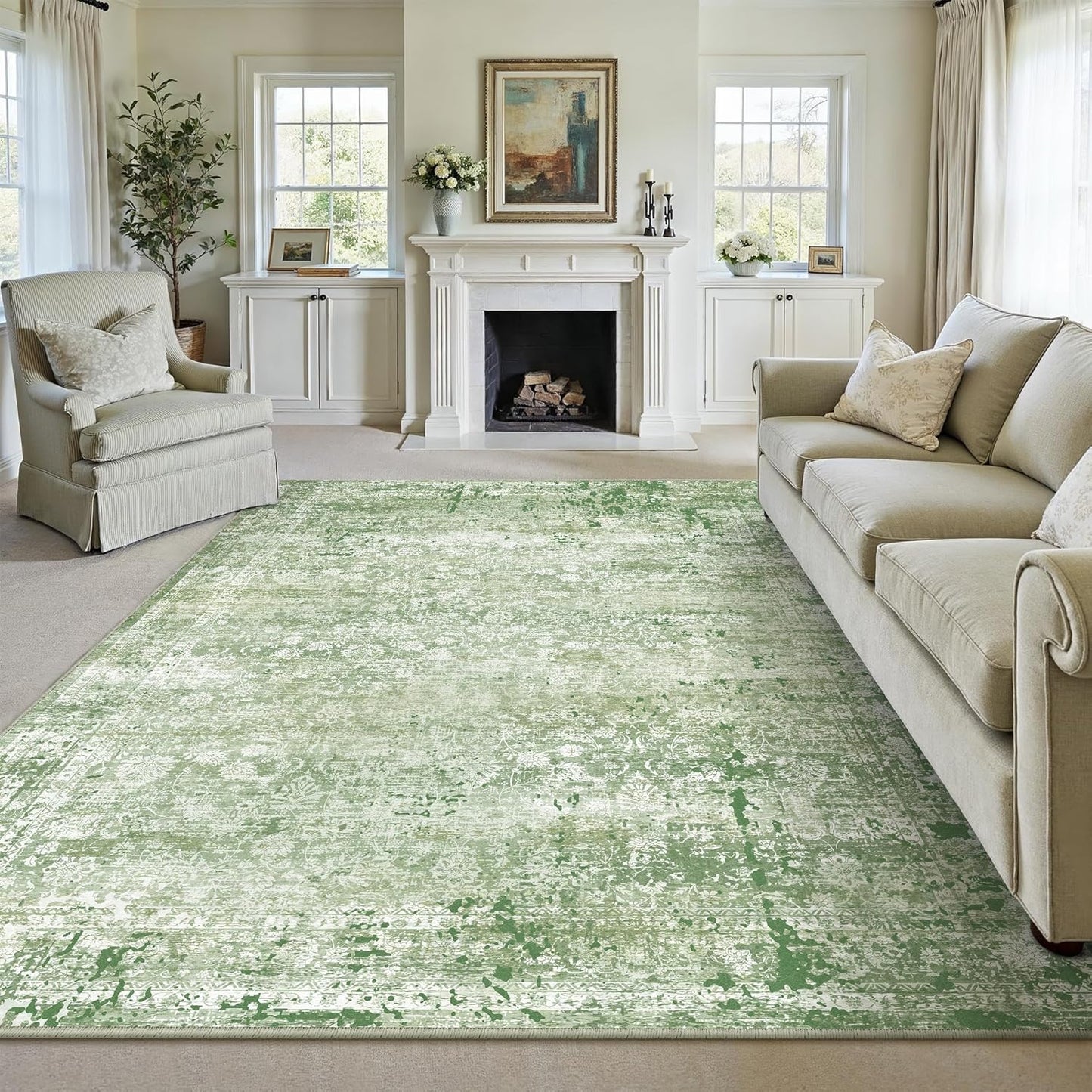 5x7 Washable Area Rug Grey Abstract Modern Living Room Bedroom Throw Rug Non Slip Soft Thin Simple Indoor Floor Carpet for Office Entryway Kitchen Nursery Home Decor