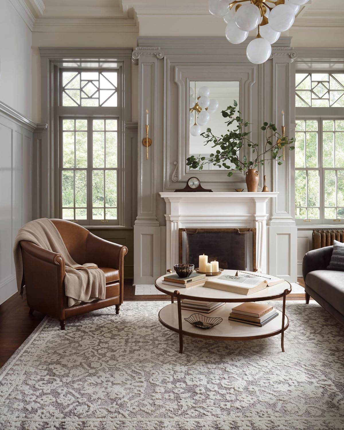 Loloi Magnolia Home by Joanna Gaines Gigi Collection GIG-02 Ivory/Blue 5'-3" x 7'-6" Area Rug