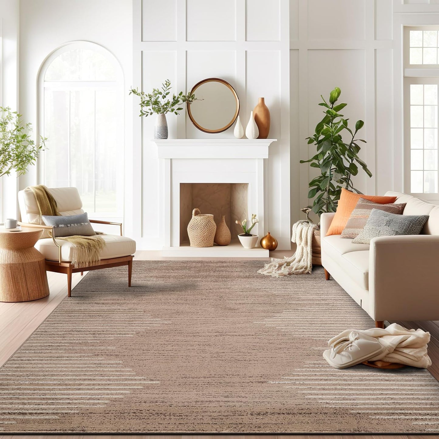 Rugshop Bohemian Stripe Stain Resistant High Traffic Living Room Kitchen Bedroom Dining Home Office Area Rug 5' x 7' Black