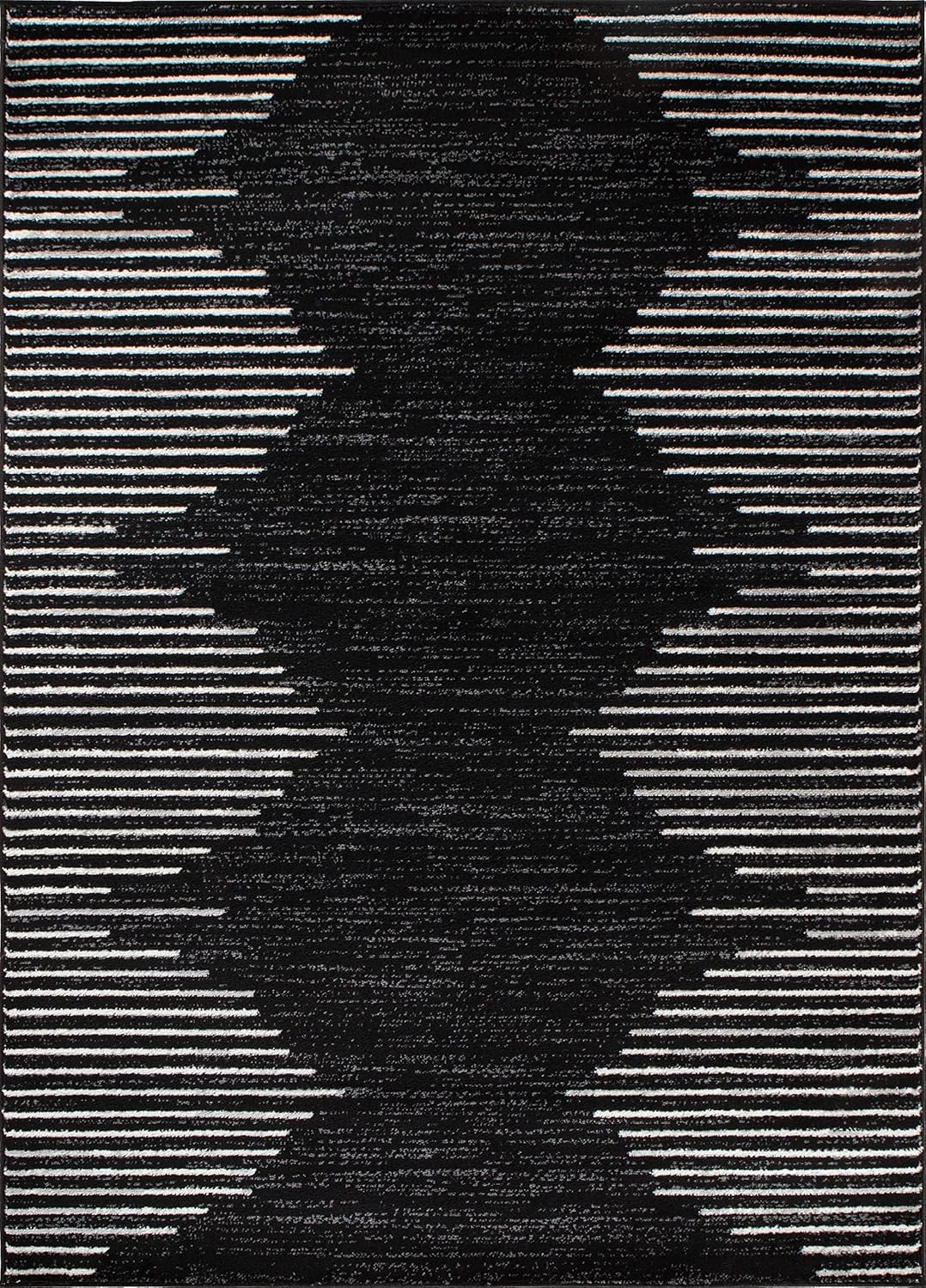 Rugshop Bohemian Stripe Stain Resistant High Traffic Living Room Kitchen Bedroom Dining Home Office Area Rug 5' x 7' Black