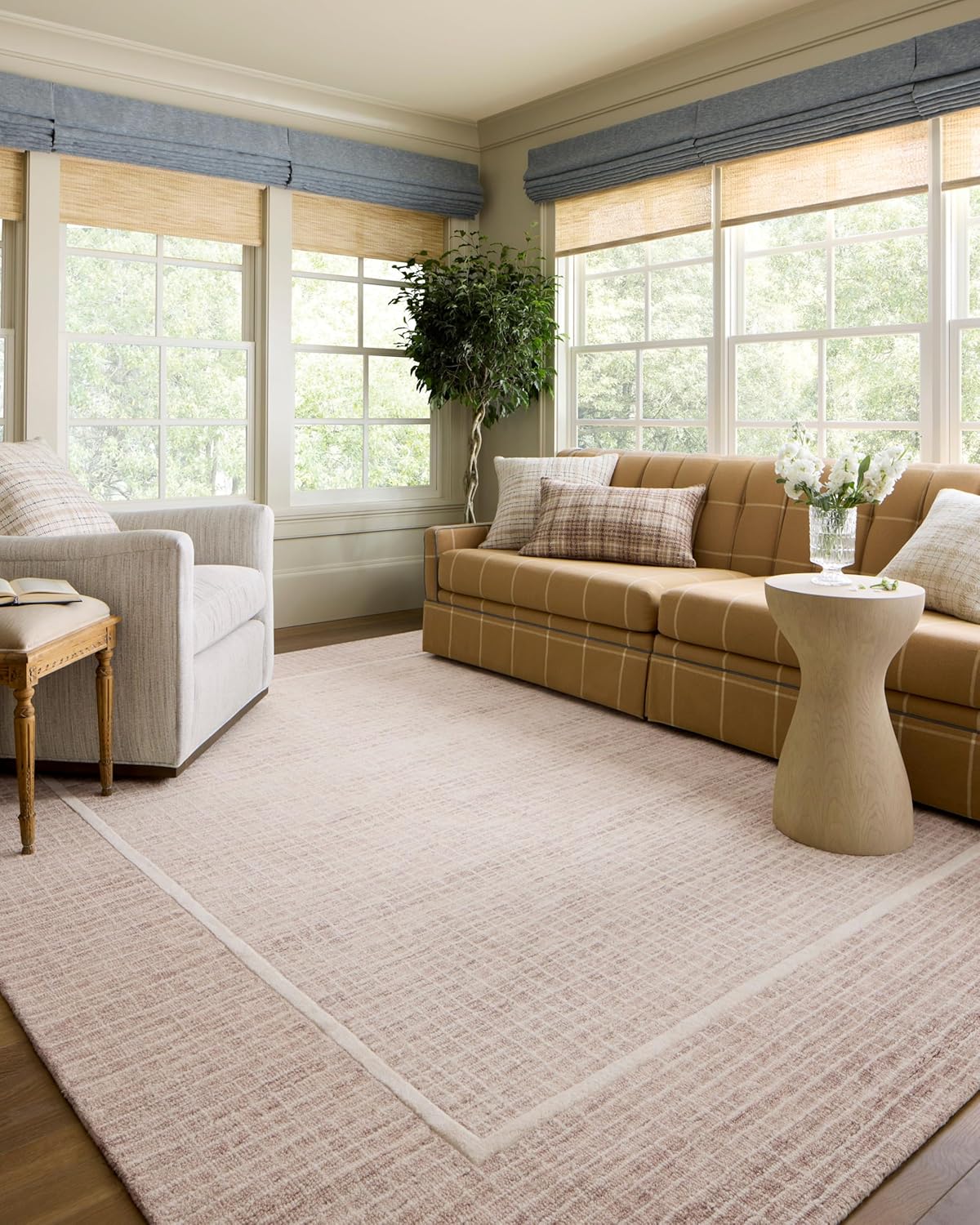 Loloi Chris Loves Julia Briggs Collection, Mist & Ivory, 5'-0" x 7'-6" Area Rug – Minimal Gritted Design Area Rugs for Living Room Bedroom Entryway & Hallway No Shed High Traffic Home Decor Rug