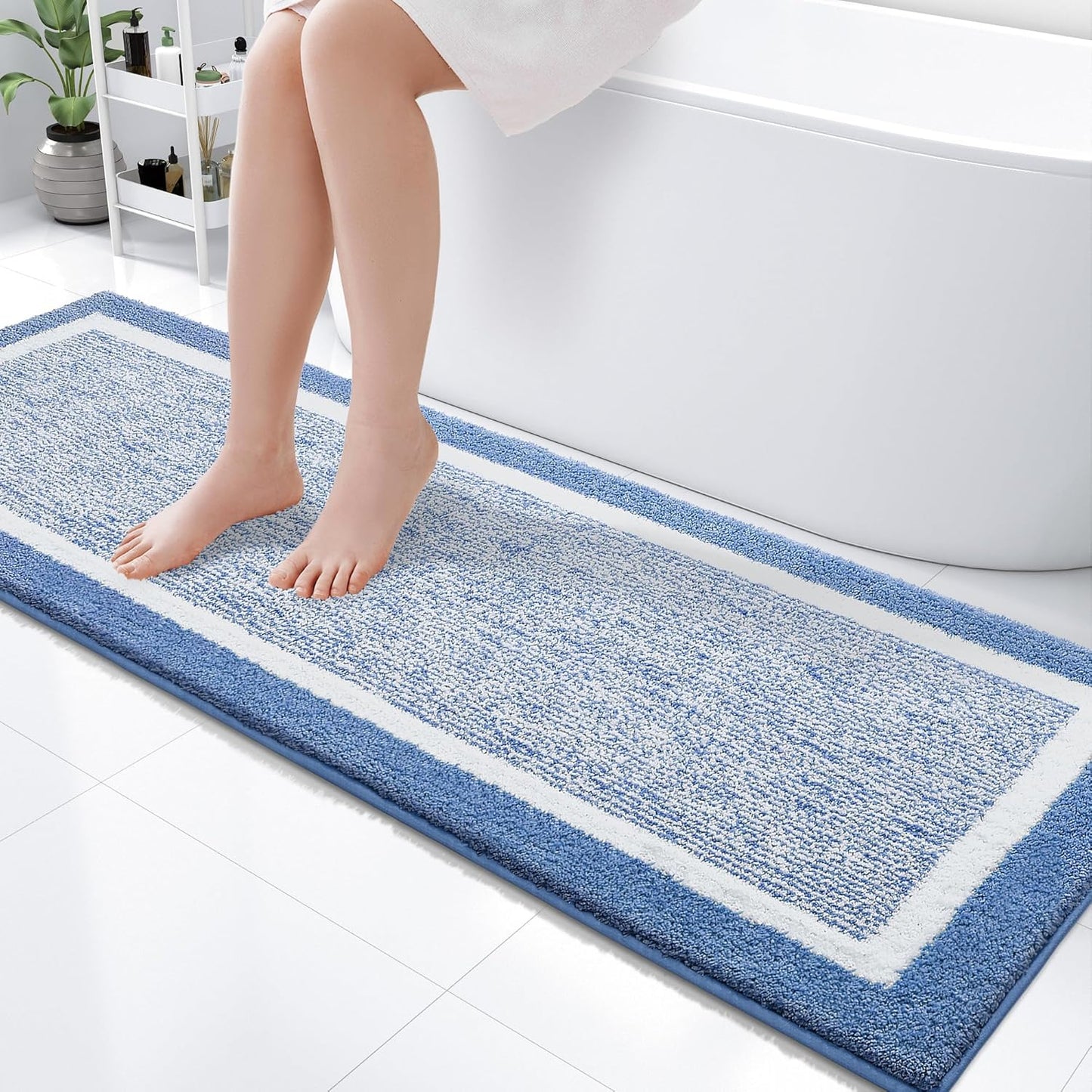 OLANLY Bathroom Rugs 24x16, Extra Soft and Absorbent Microfiber Bath Mat, Non-Slip, Machine Washable, Quick Dry Shaggy Bath Carpet, Suitable for Bathroom Floor, Tub, Shower (Small, Dark Grey)