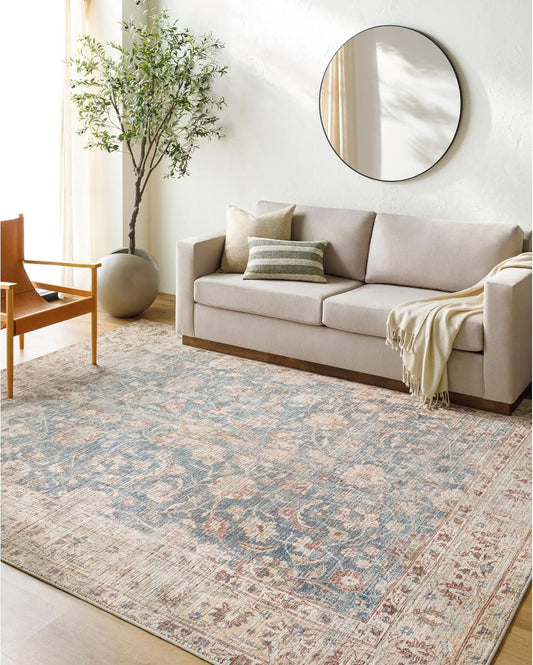Livabliss x Becki Owens Marlene Vintage Area Rug, 3'10" x 5'7", Blue/Tan, (4' x 6')