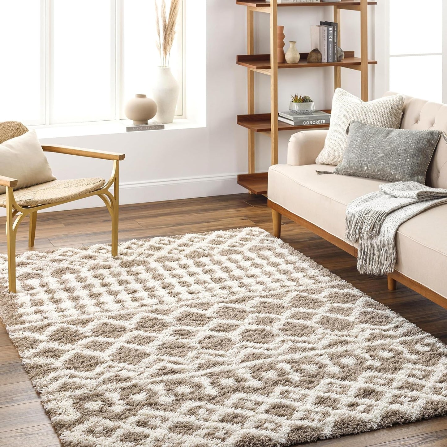 Livabliss Hapsburg Moroccan Shag Area Rug, 6'7" x 9'6", Beige