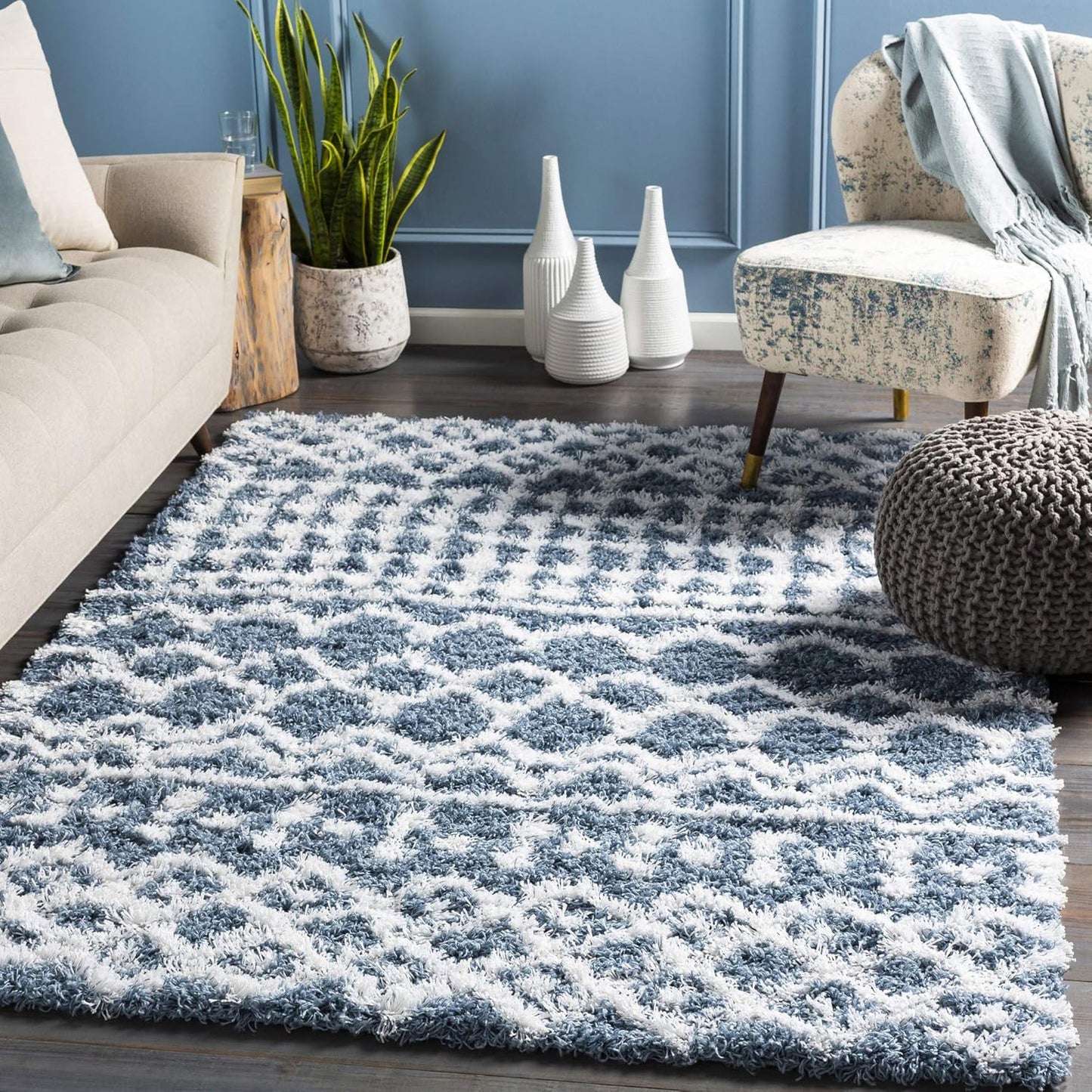 Livabliss Hapsburg Moroccan Shag Area Rug, 6'7" x 9'6", Beige