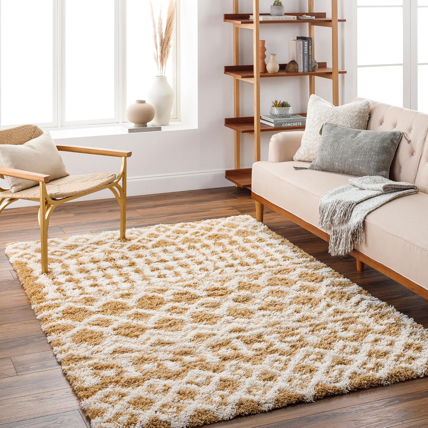 Livabliss Hapsburg Moroccan Shag Area Rug, 6'7" x 9'6", Beige