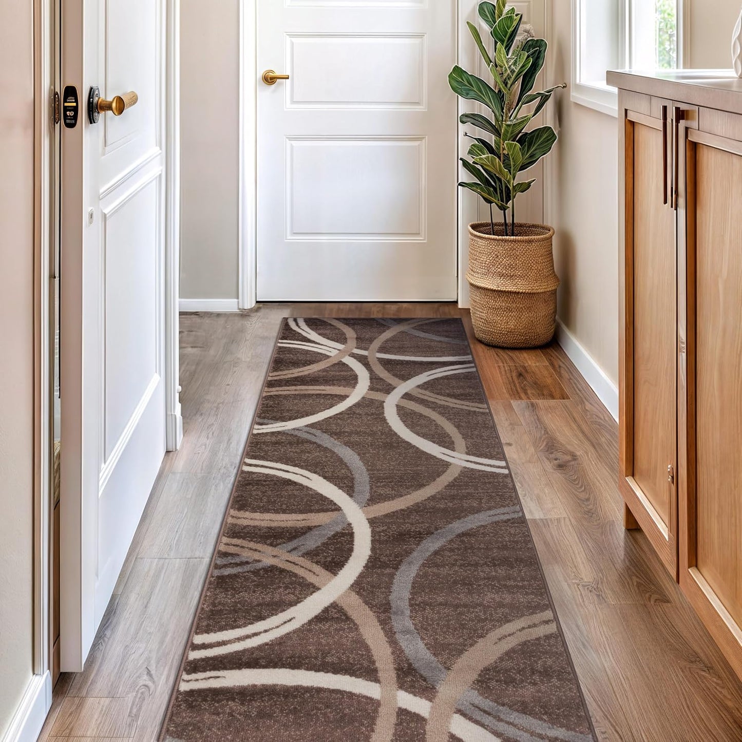 Rugshop Wavy Circles Design Area Rug, Fade-Resistant Carpet for Living Room, Dining Room, or Bedroom, Gray, 5'3" x 7'3"