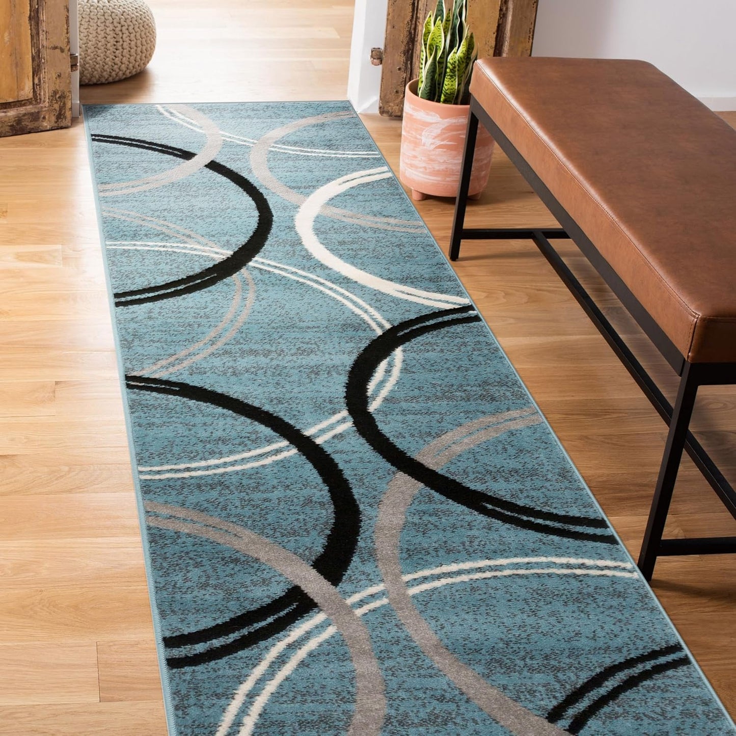 Rugshop Wavy Circles Design Area Rug, Fade-Resistant Carpet for Living Room, Dining Room, or Bedroom, Gray, 5'3" x 7'3"