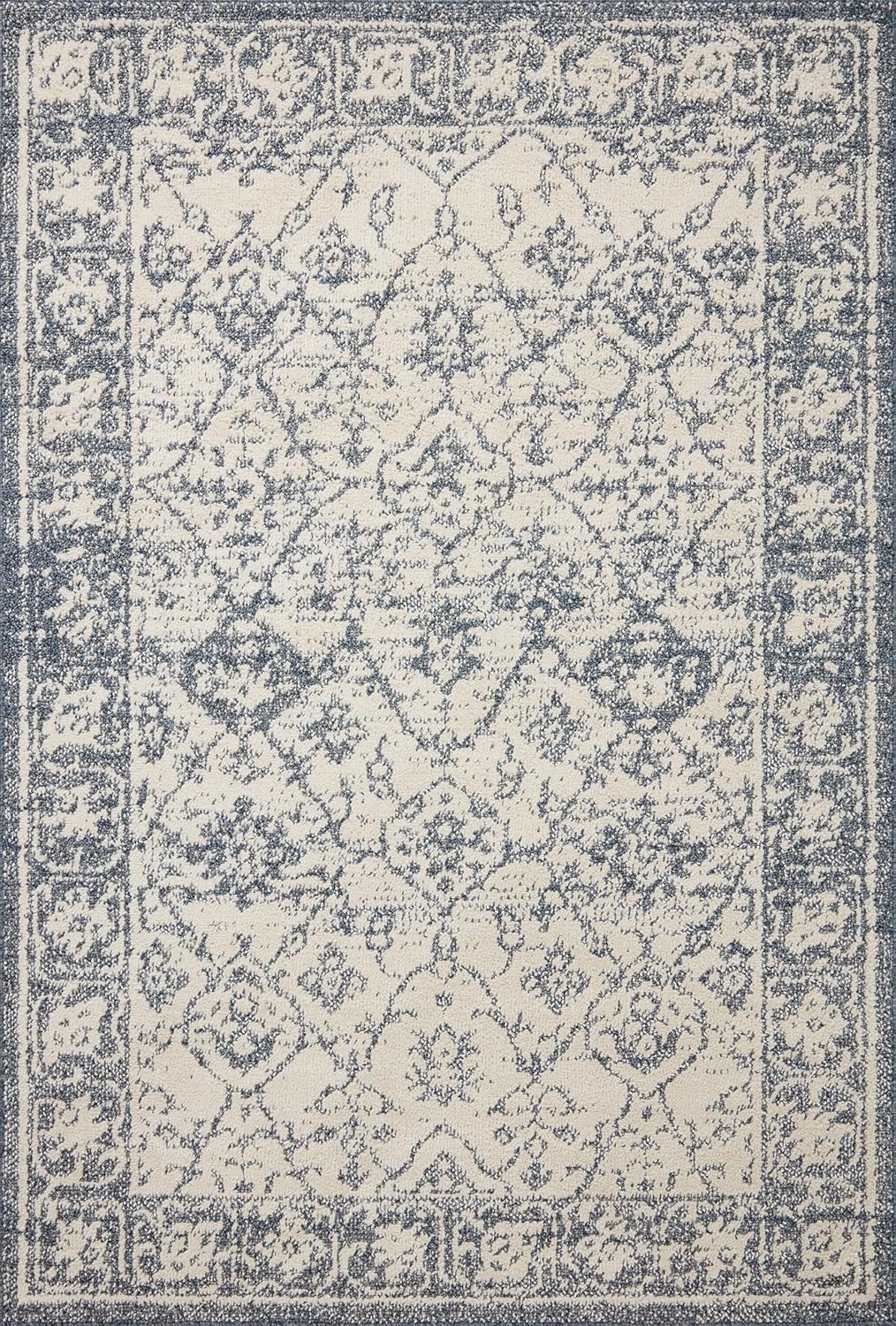 Loloi Magnolia Home by Joanna Gaines Gigi Collection GIG-02 Ivory/Blue 5'-3" x 7'-6" Area Rug