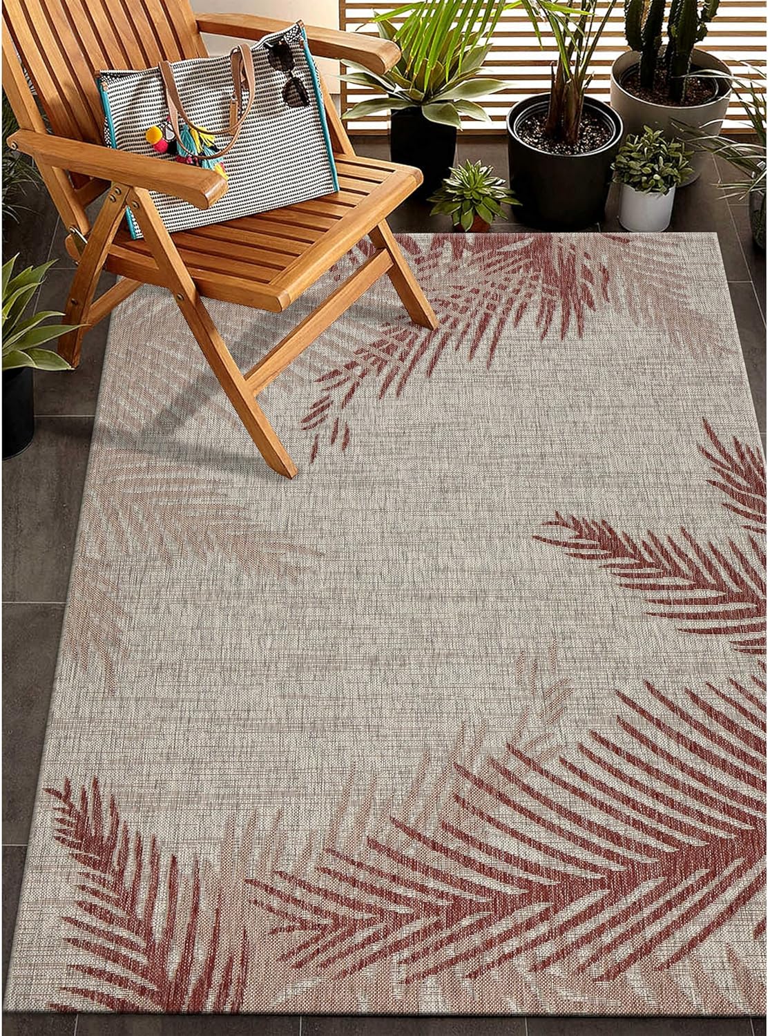 LR Home 5x7 Indoor/Outdoor Area Rug for Home Decor | Coastal Reef Carpet for Living Room, Bedroom, Playroom, Patio, Garden | Modern Farmhouse Rug | Blue/Gray